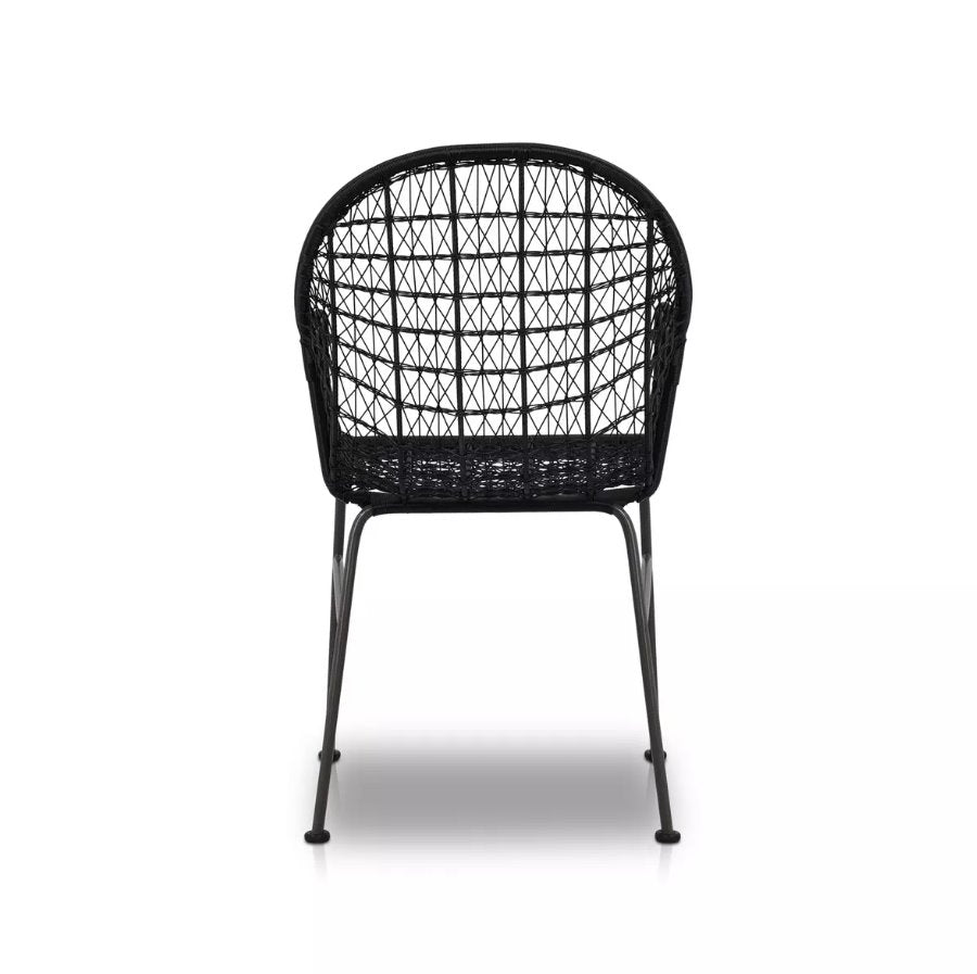 Bandera Outdoor Woven Dining Chair in Black: Product Back View