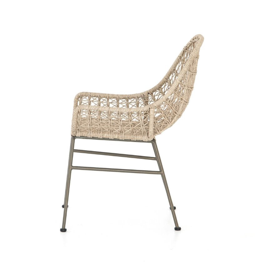 Bandera Outdoor Woven Dining Chair in Vintage White: Product Side View