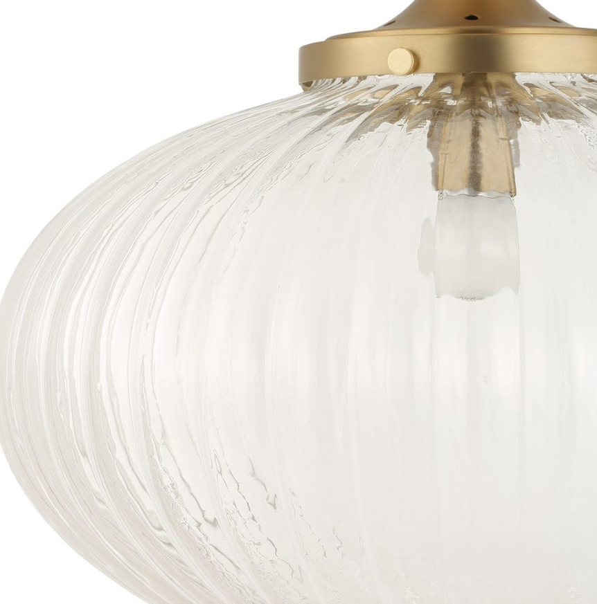 Bellaire 1LT Pendant: Up-Close View of Puffy Melon Glass Shade
