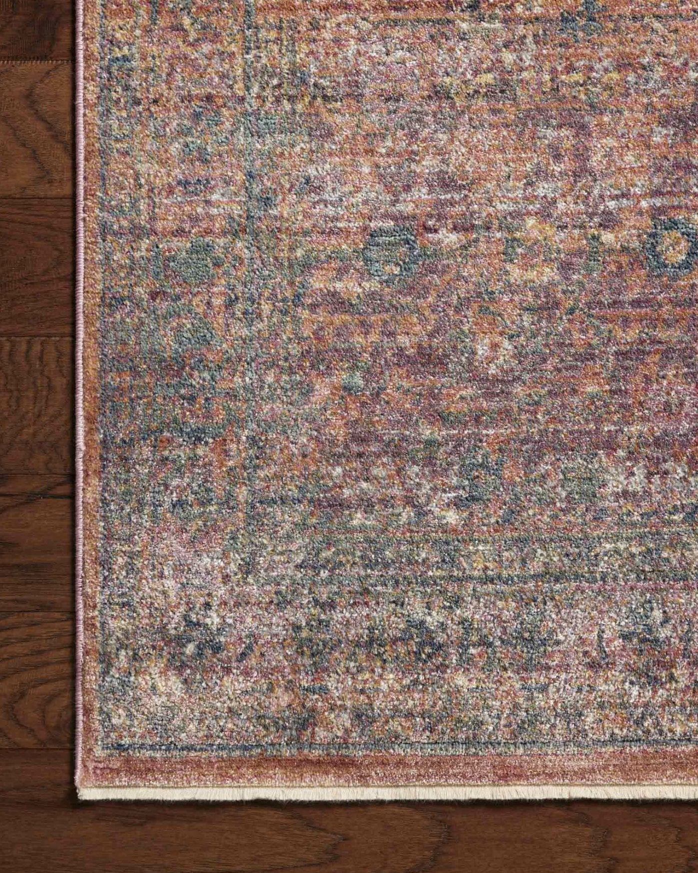 Jean Stoffer x Loloi Bradbury Rug in Sunset/Multi: Up-Close Corner View