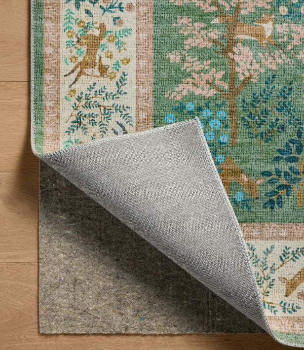 Rifle Paper Co. X Loloi Canopy Rug in Sage/Blush: Product Back View