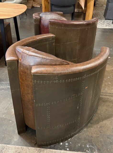 Channel Back Leather Chair: Back Product View