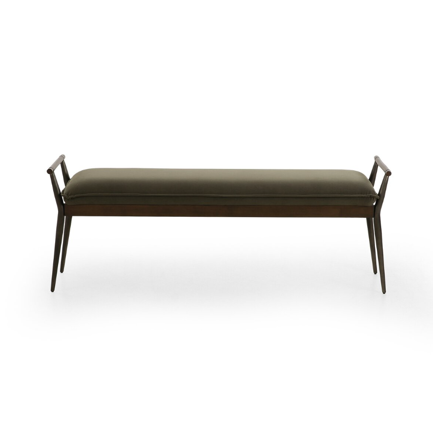Charlotte Bench-Modern Velvet Loden: Available at City Home PDX