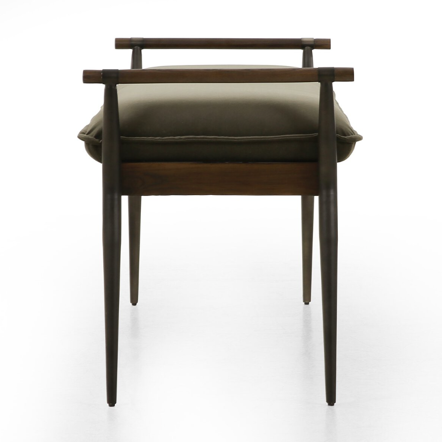 Charlotte Bench-Modern Velvet Loden: Product Side View