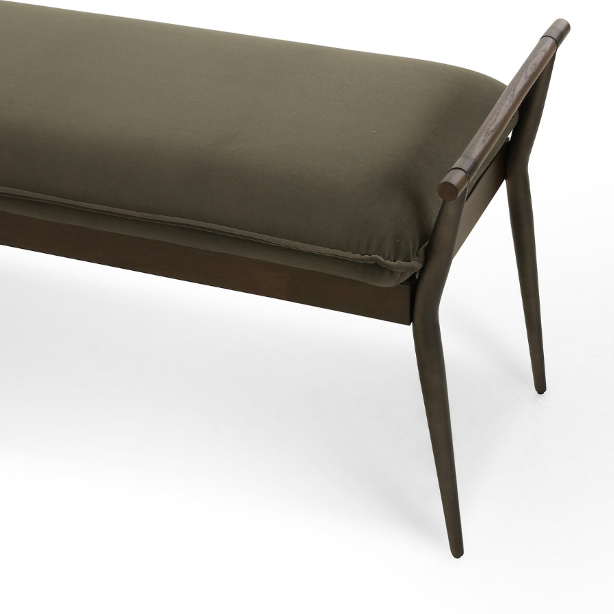 Charlotte Bench-Modern Velvet Loden: Up-Close Product View
