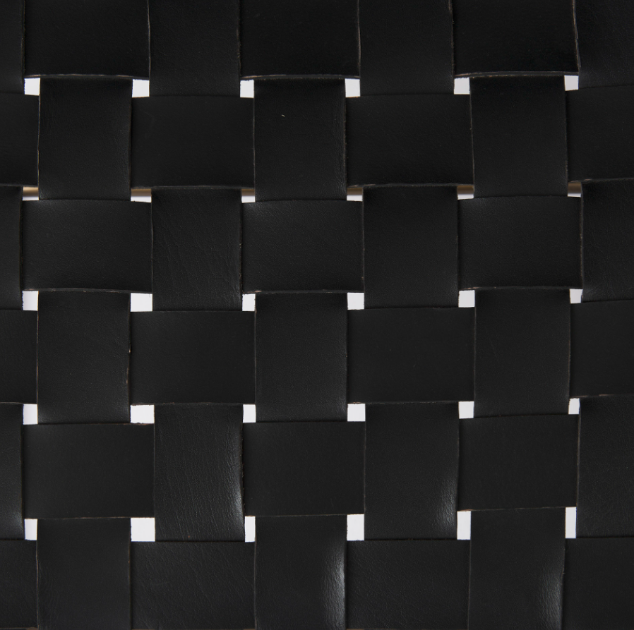 Clarissa Woven Stool-Black Leather: Leather Seating View