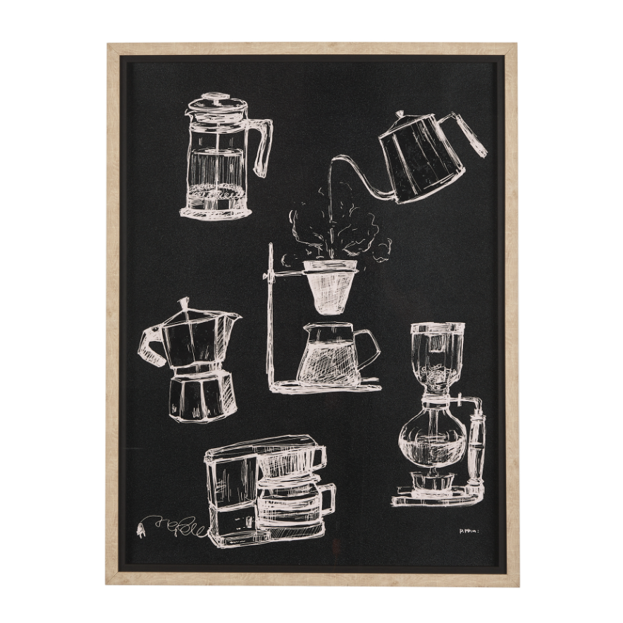 Coffee Maker Study Framed Art: Available at City Home PDX
