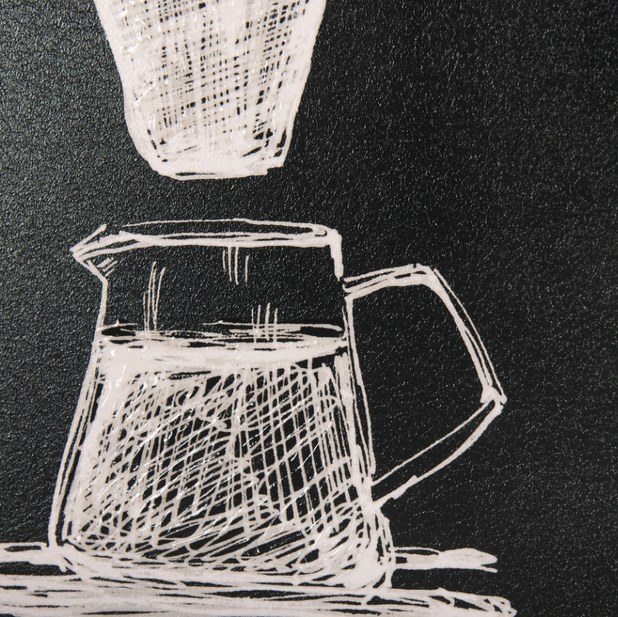 Coffee Maker Study Framed Art: Up-Close Print View