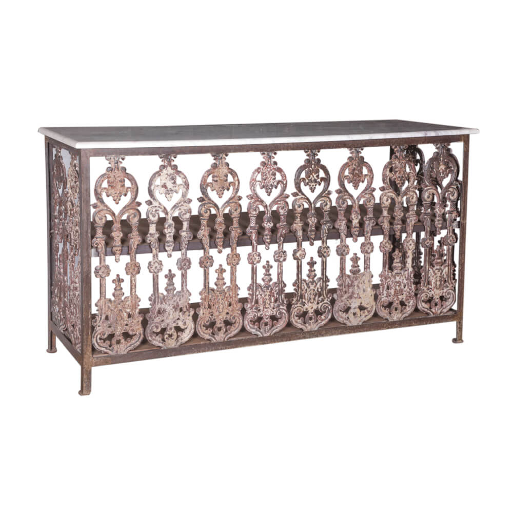 Iron Console Table with Marble Top-Style B: Product View