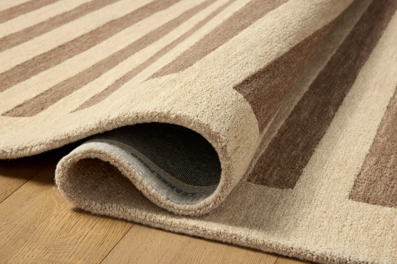 Leanne Ford Craven Rug in Oatmeal/Bark: Folded Product View