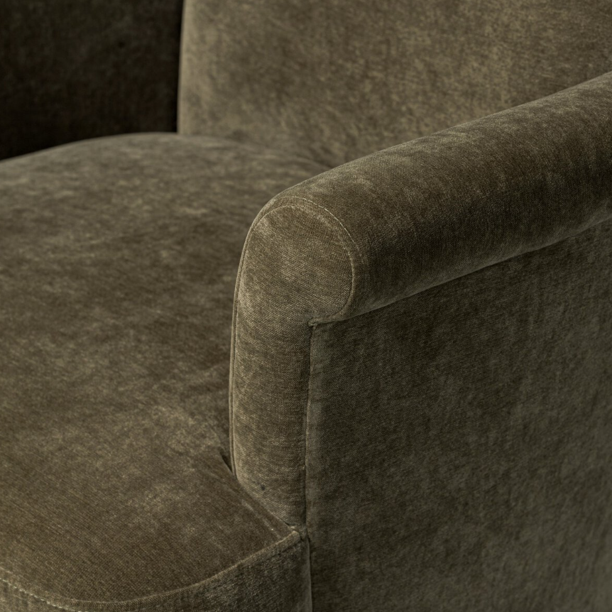Camellia Swivel Chair: Product Rolled Armrest View