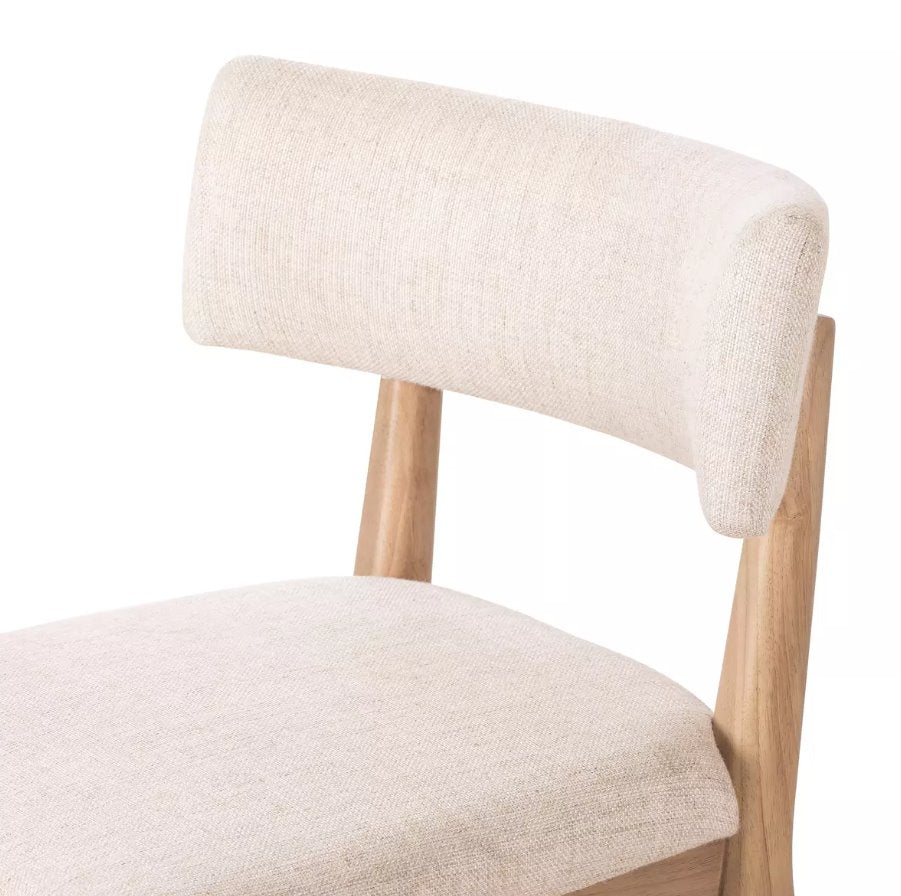 Cardell Dining Chair in Essence Natural: Up-Close View of Curved Barrel Back