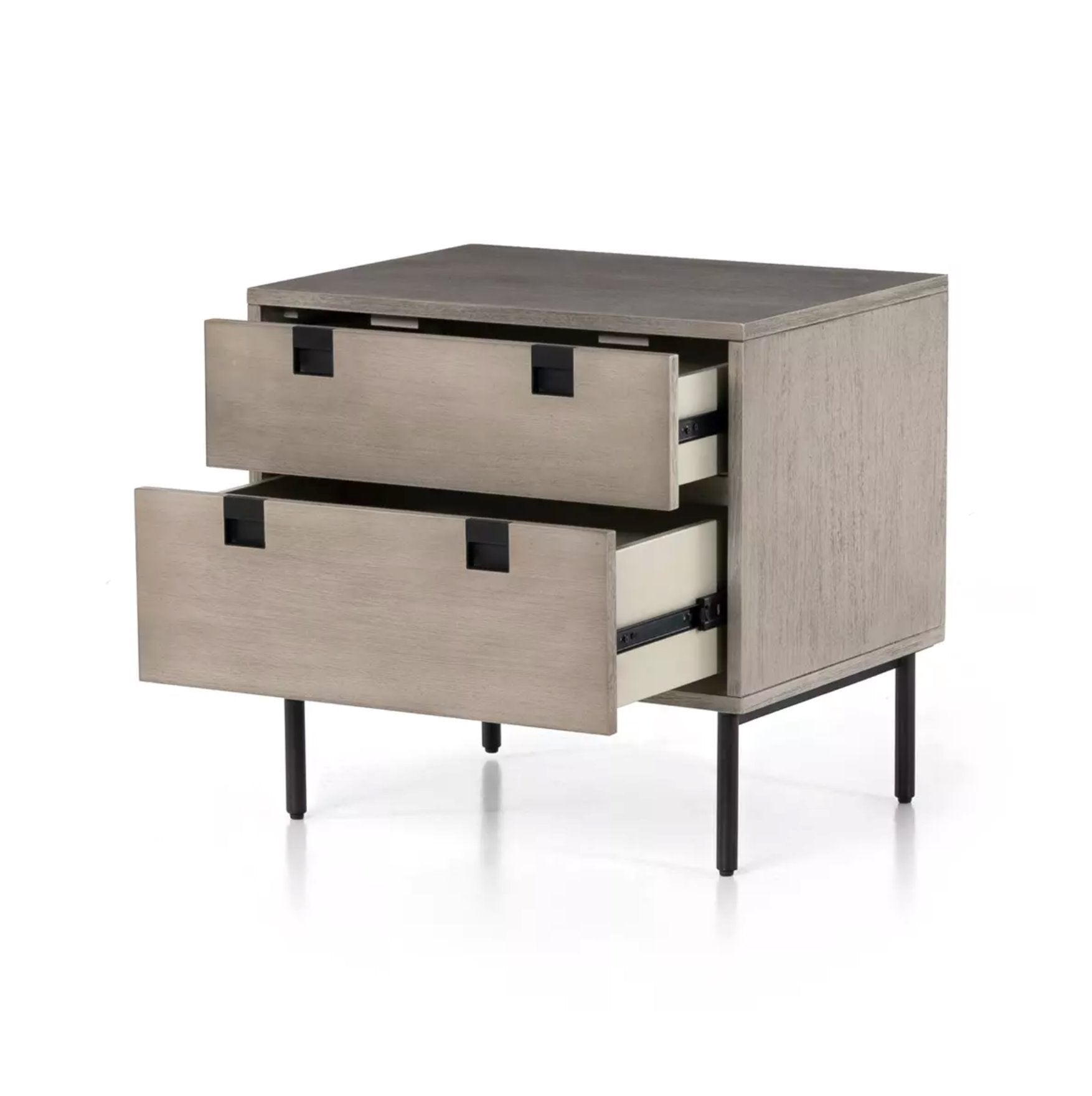 Carly 2 Drawer Nightstand: Open Drawers View