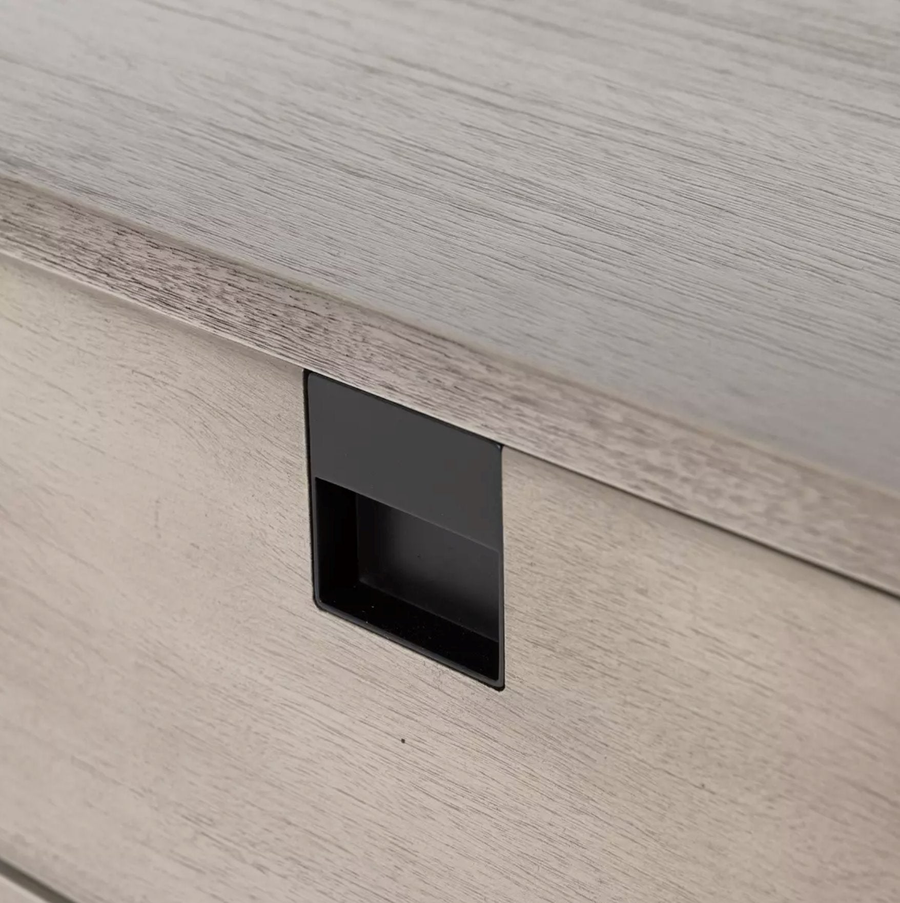 Carly 2 Drawer Nightstand: Up-Close View of Drawer Handle
