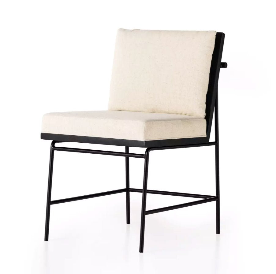 Crete Dining Chair: In Savile Flax w/Black Frame Finish