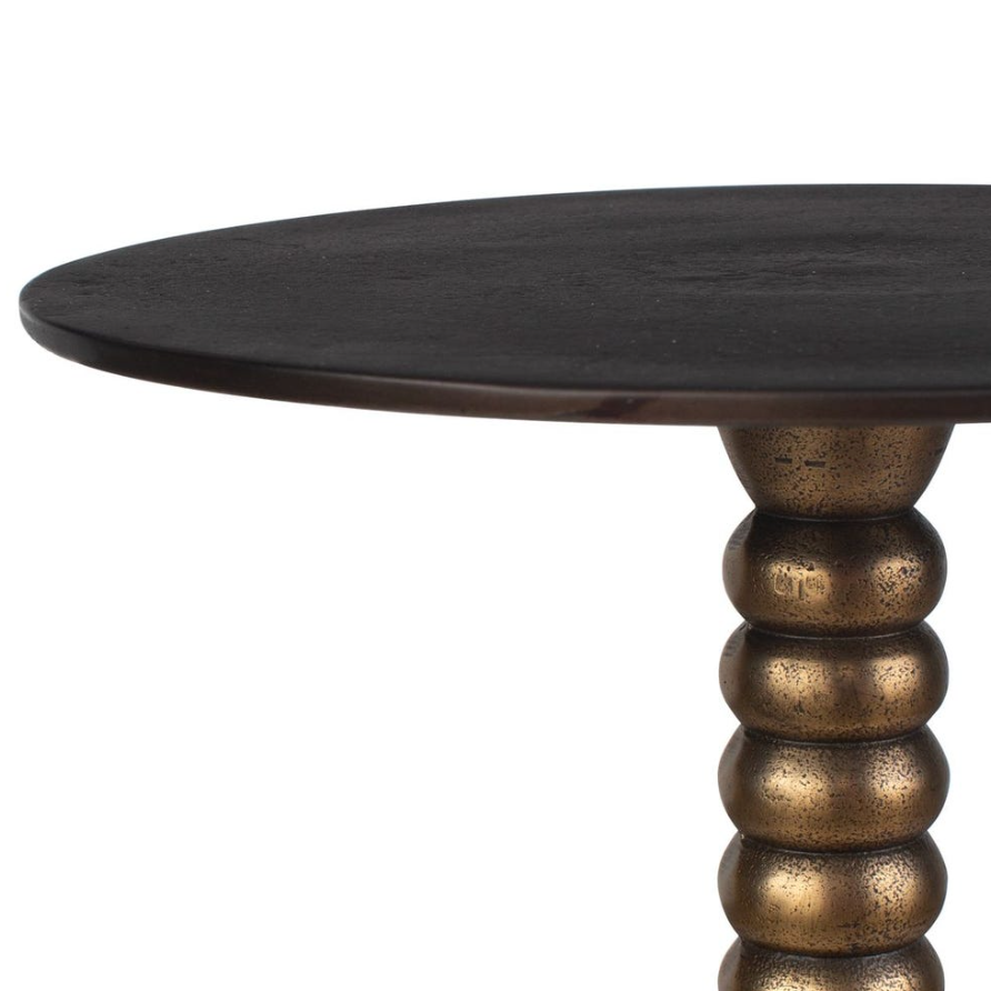 Dark Bronze Accent Table: Up-Close Tabletop View