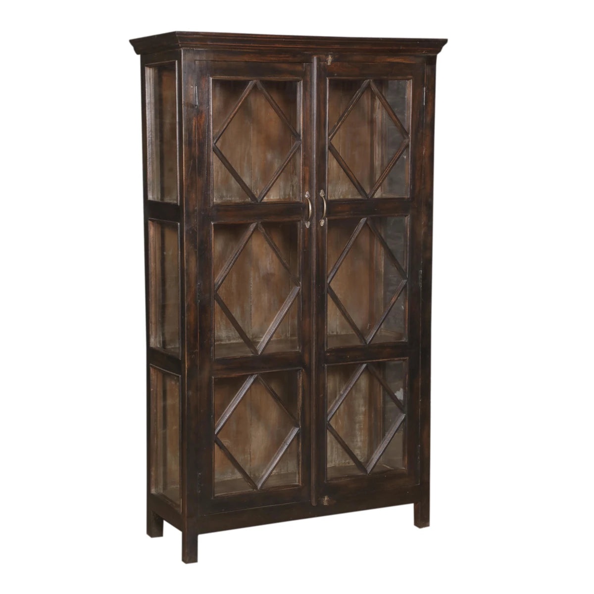 Teak Wood Cabinet with Glass-Style D: Product View