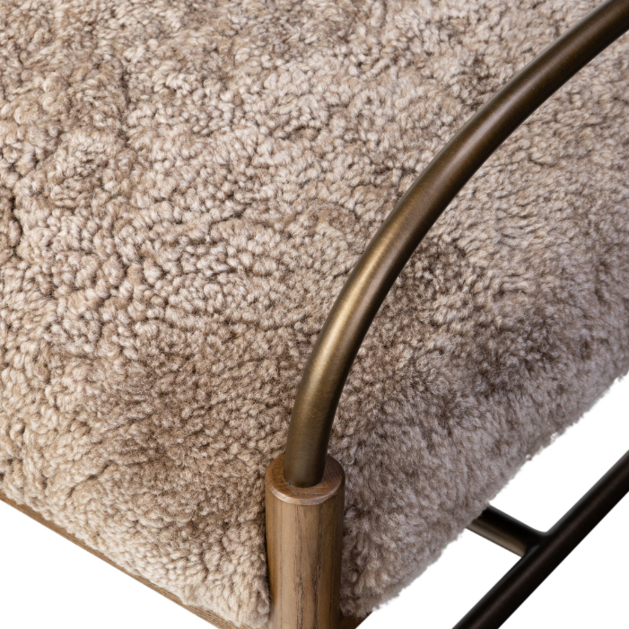 Amber Lewis X Four Hands Demi Accent Bench: Curved Armrest View