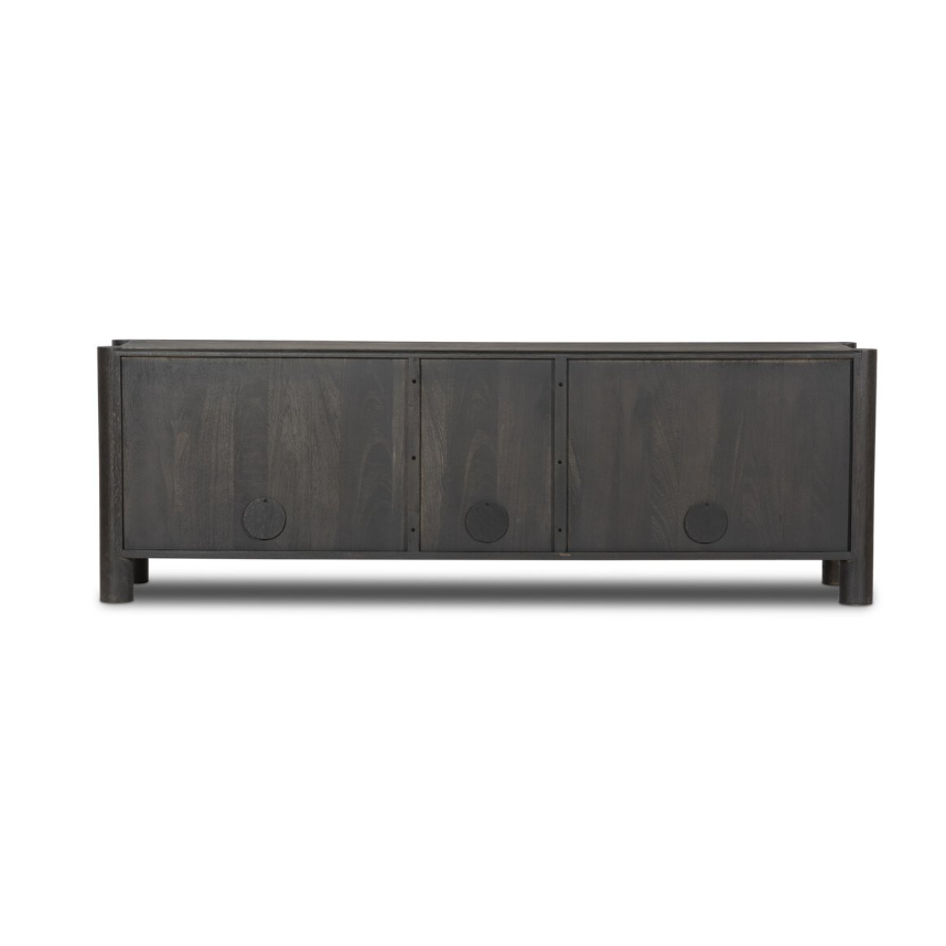 Ezri Media Console-Black Oak: Product Back View