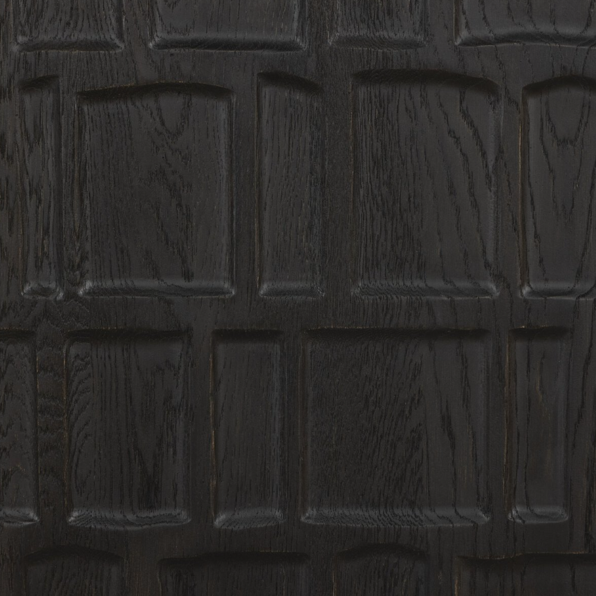 Ezri Media Console-Black Oak: Up-Close Carved Finish View