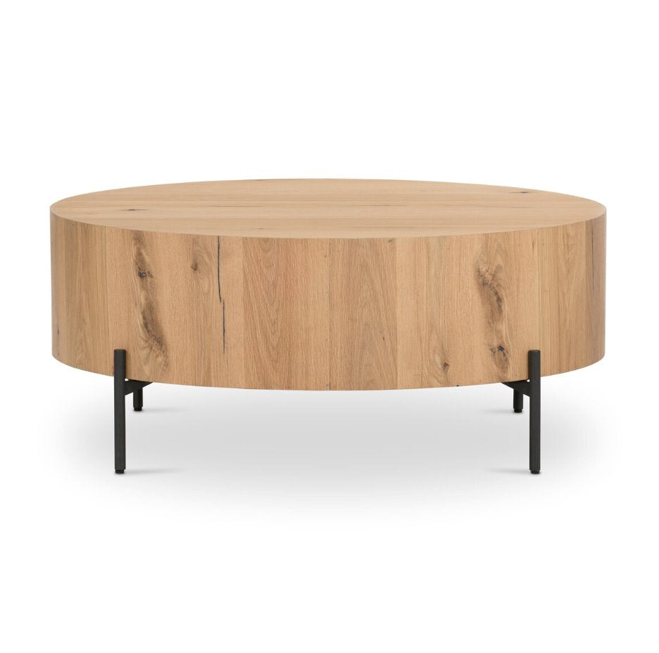 Eaton Drum Coffee Table in Light Oak Resin: Available at City Home PDX