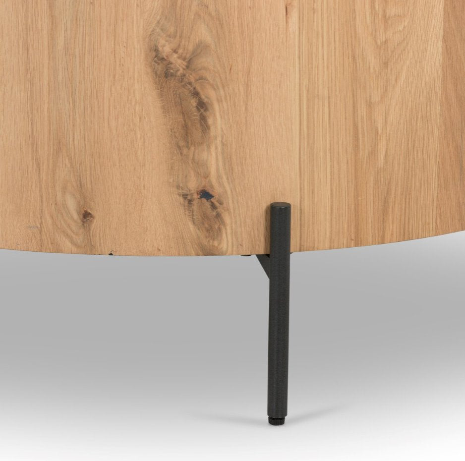 Eaton Drum Coffee Table in Light Oak Resin: Product Legs View