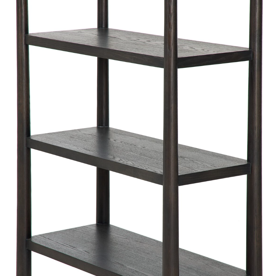 Amber Lewis X Four Hands Eldridge Bookcase-Distressed Black Oak: Product Shelving View