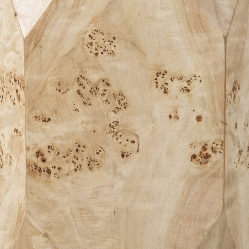 Elena End Table: Poplar Burl Veneer Finish