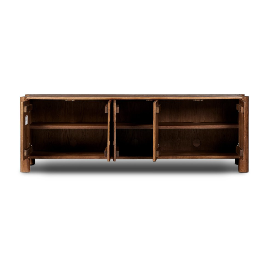 Ezri Media Console-CocoaOak: Open Cabinet Doors Product View