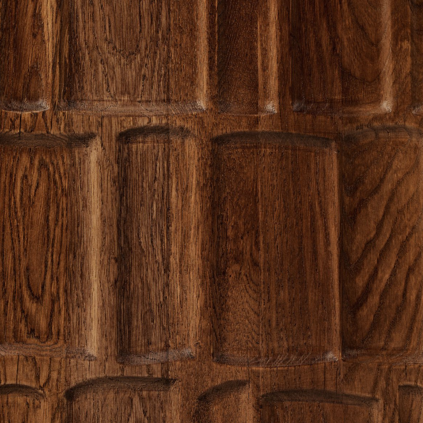 Ezri Media Console-CocoaOak: Up-Close Carved Finish View