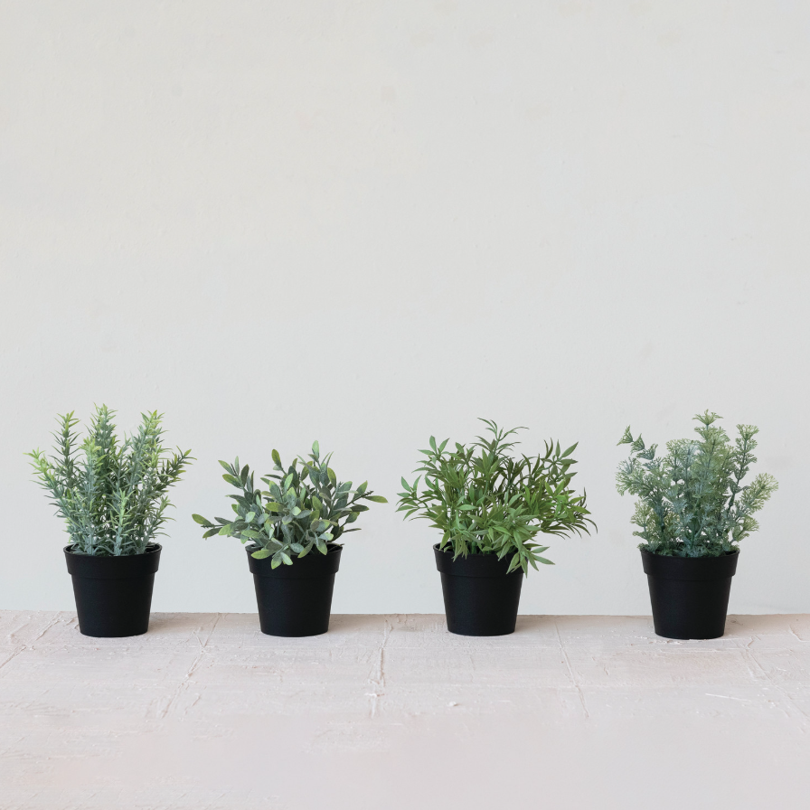 Faux Herbs in Plastic Pot: Product View