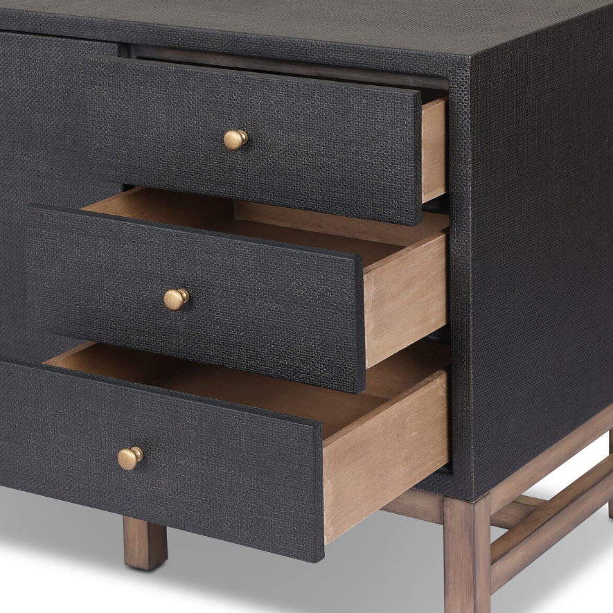 Fiona Media Console: 2nd Up-Close Open Drawers Product View