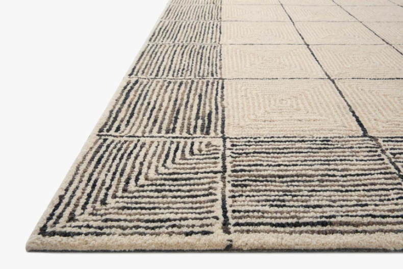 Chris Loves Julia X Loloi Francis Rug in Cream/Black: Product Pile Height View