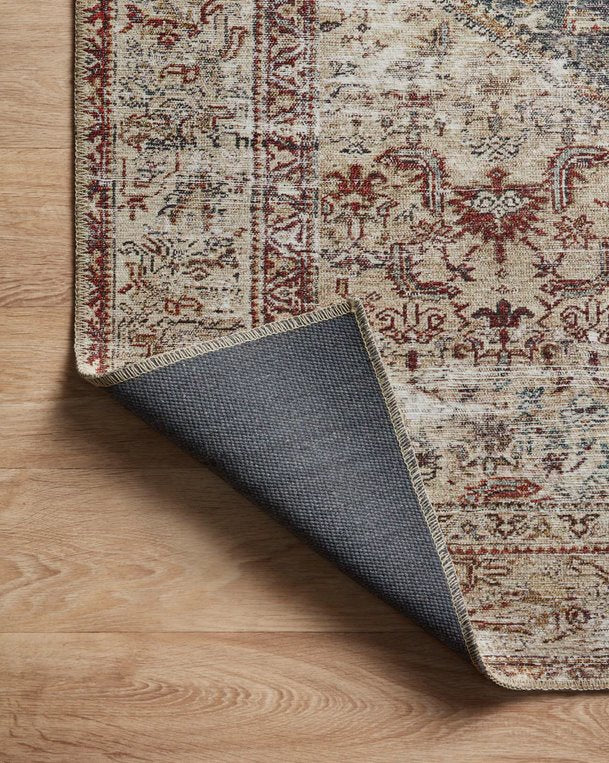 Amber Lewis x Loloi Georgie Rug in Teal/Antique: Folded Corner View