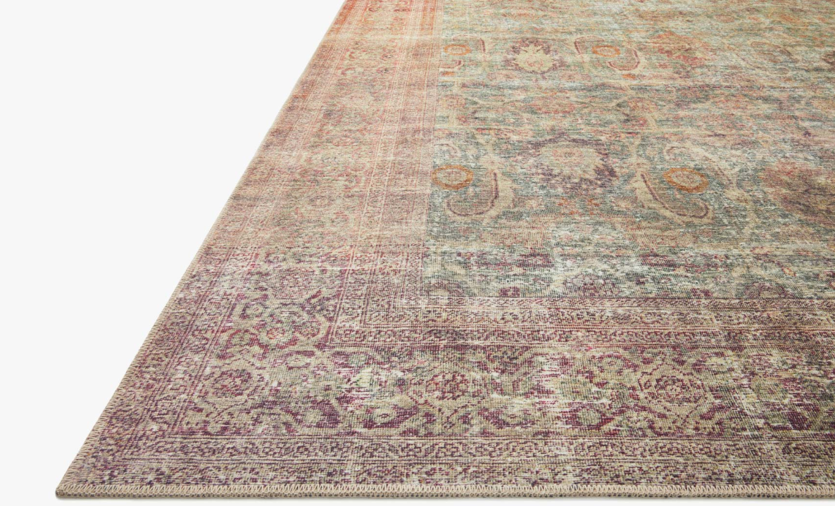 Amber Lewis X Loloi Georgie Rug in Jade/Sunset: Product Pile Height View