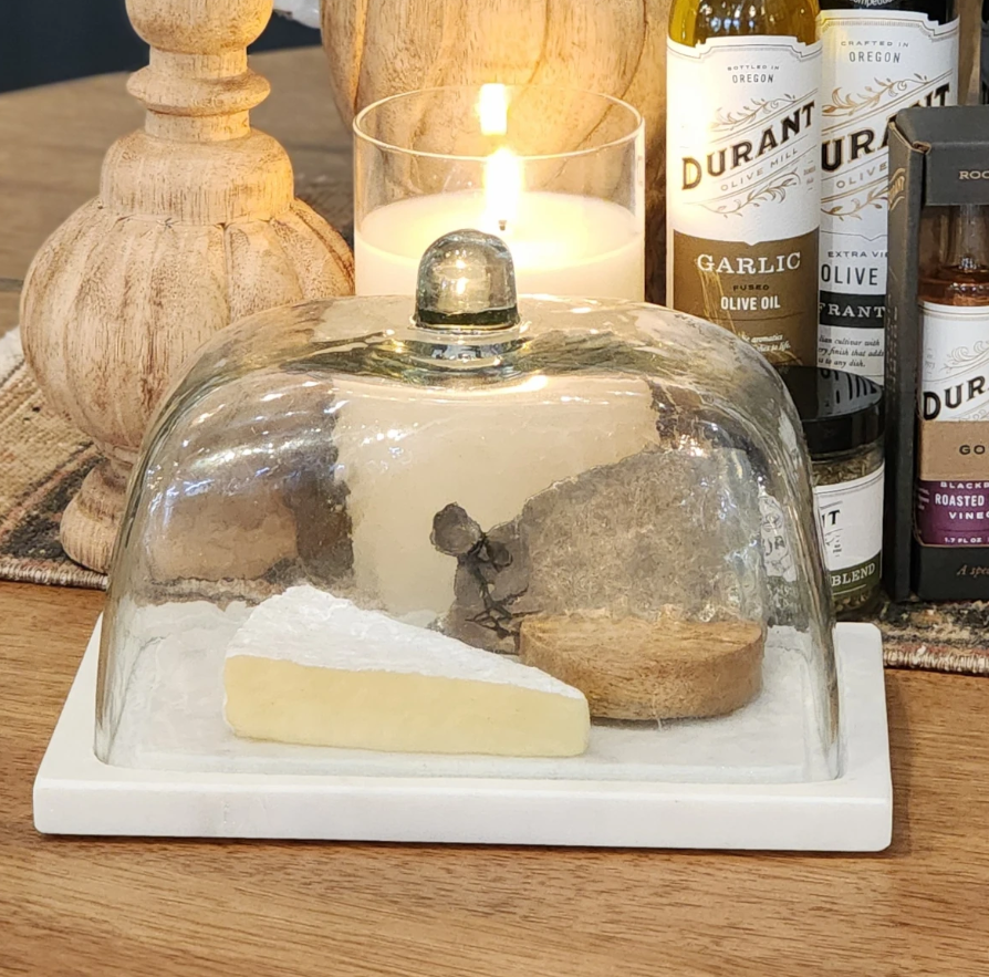 Glass Cloche with Marble Base: Available at City Home PDX