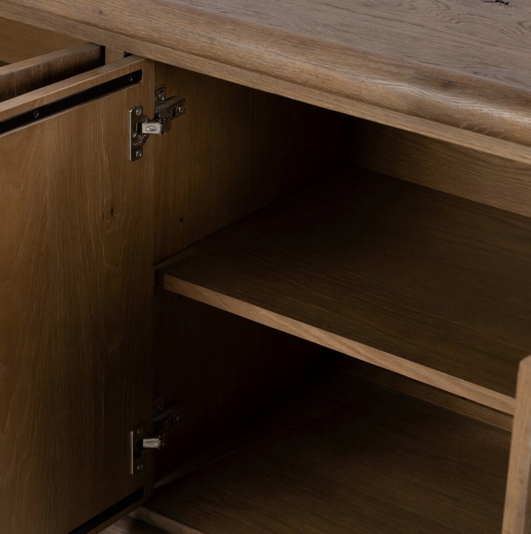 Glenview 6 Door Sideboard: Up-Close Shelving View