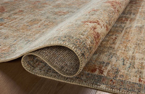 Heritage Rug in Grey/Sunset: Folded Product View