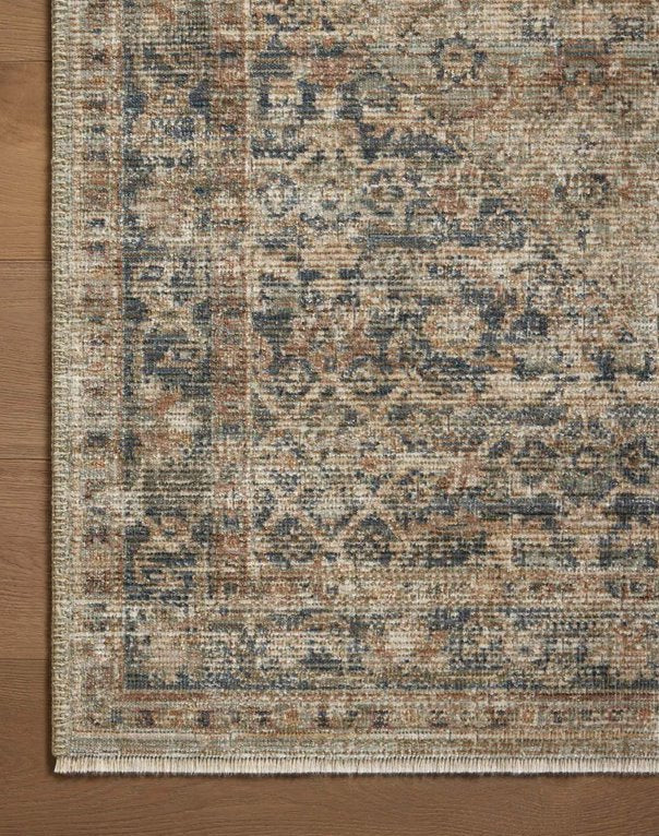 Heritage Rug in Sage/Navy: Up-Close Pattern View