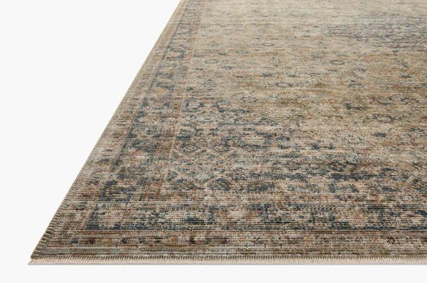 Heritage Rug in Sage/Navy: Pile Height View