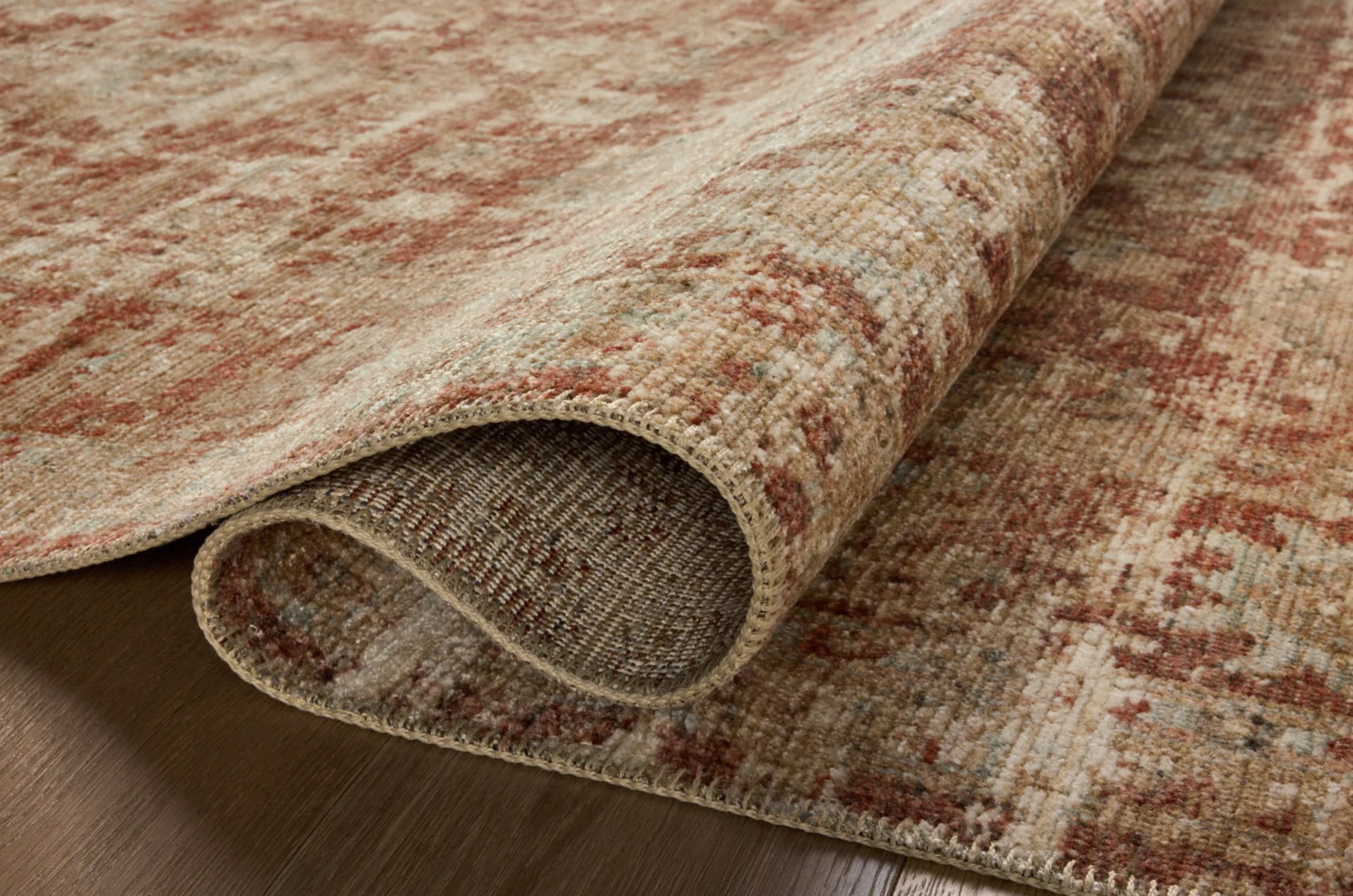 Heritage Rug in Brick/Multi: Folded Product View