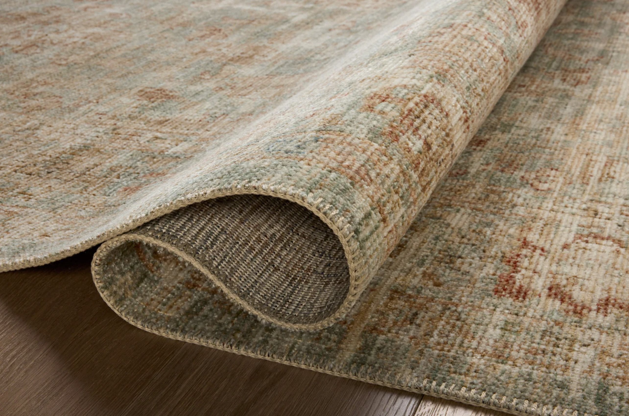 Heritage Rug in Aqua/Terracotta: Product Folded View