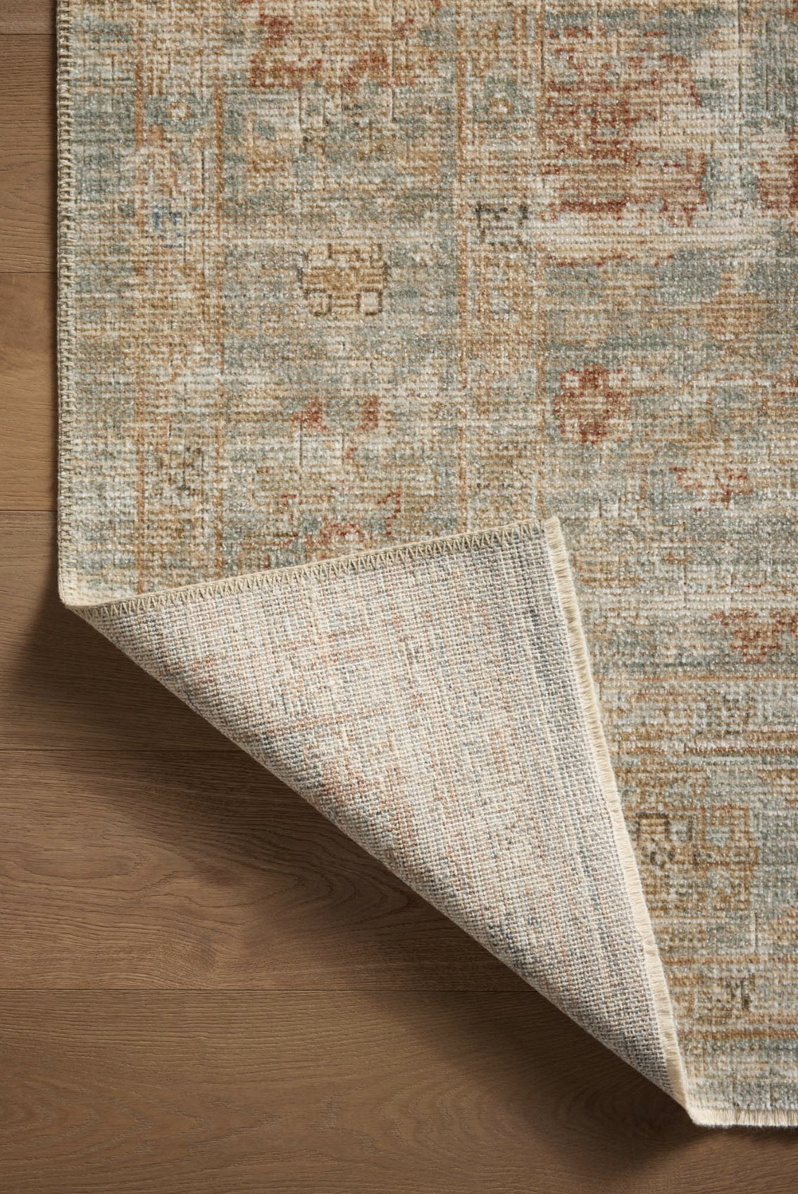 Heritage Rug in Aqua/Terracotta: Product Back View