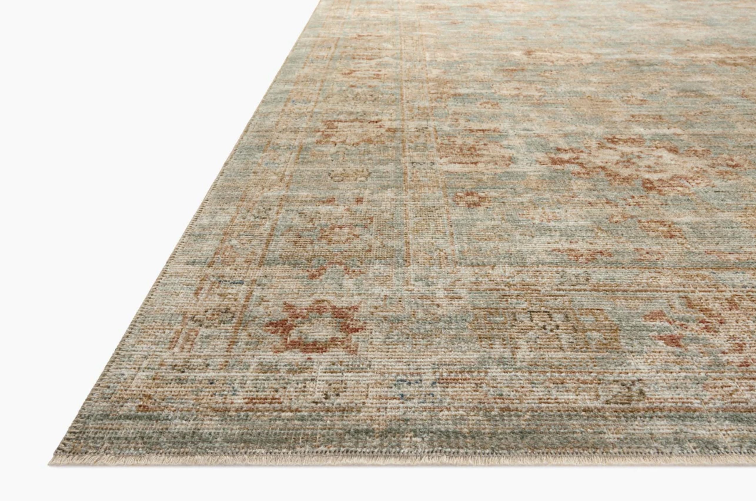 Heritage Rug in Aqua/Terracotta: Product Pile Height
