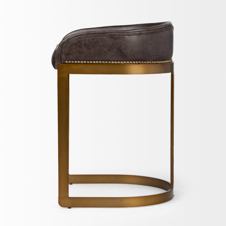 Hollyfield Leather Counter Stool: Product Side View