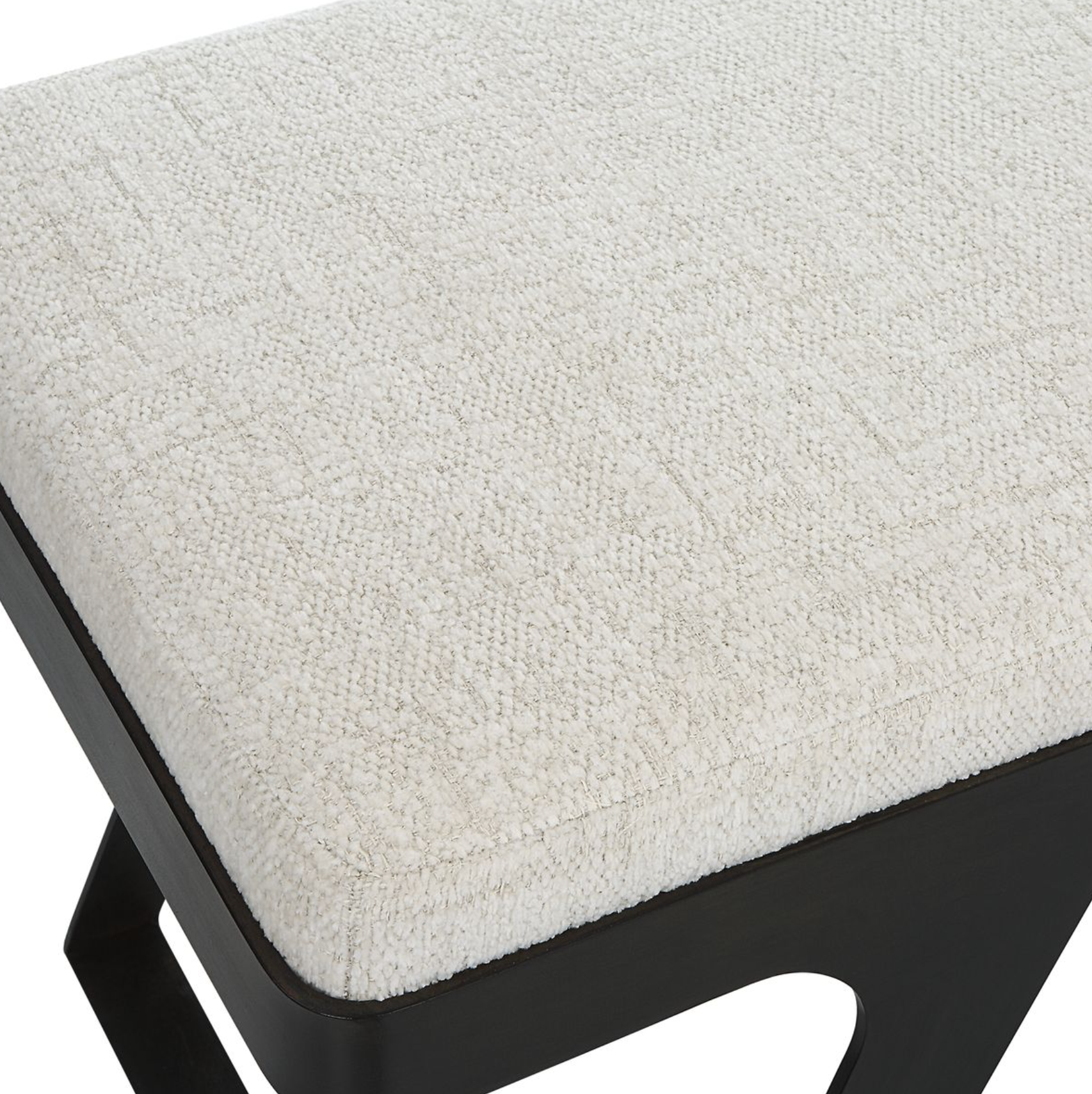 Hover Bench: Ivory Chenille Boucle Performance Fabric