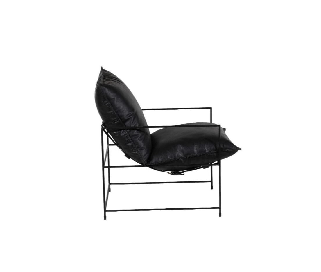 Hagen Leather Accent Chair: Product Side View