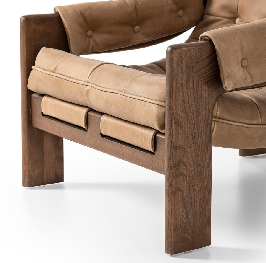 Halston Leather Chair-Palermo Drift: Up-Close Front Product View