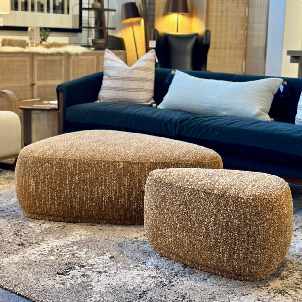 Cobble ottoman - small and large styled in the City Home showroom