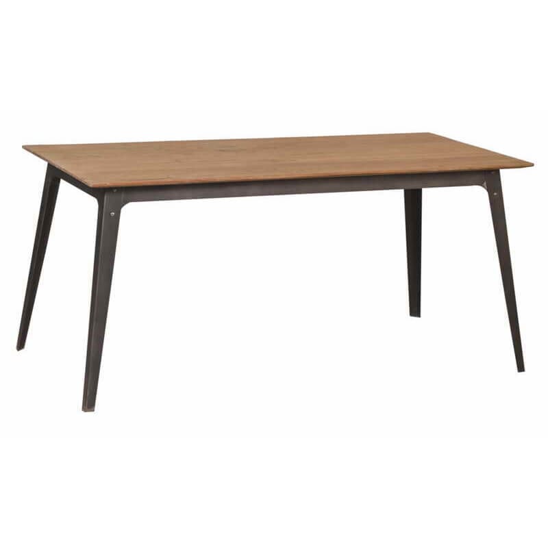 Iron Dining Table with Teak Tabletop-Style One: Available at City Home PDX